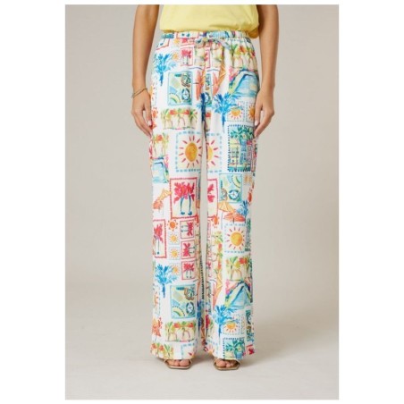 Pantalon Wide-Leg LORELA Imprimé Tropical | DEELUXE